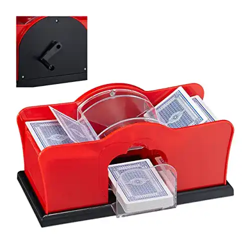 Kartenmischmaschine Relaxdays 10031555 für 2 Decks mit Kurbel
