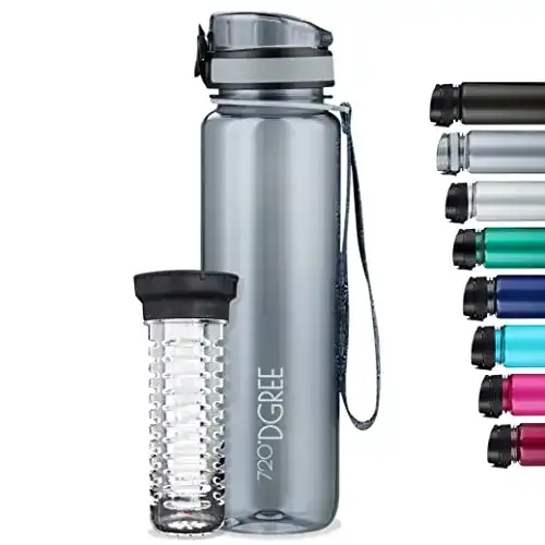 720°DGREE Trinkflasche 1L mit Früchtebehälter und BPA-freiem Material