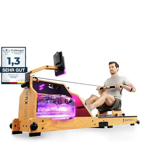 Wasser-Rudergerät Sportstech Premium mit LED-Funktionen für Zuhause