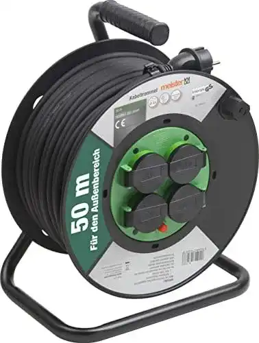 Kabeltrommel Meister H05RR-F3G1,5 mit IP44, 50 m Gummikabel