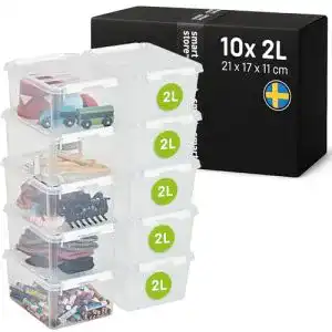 Stapelboxen SmartStore 10er Set mit Deckel Classic 2L