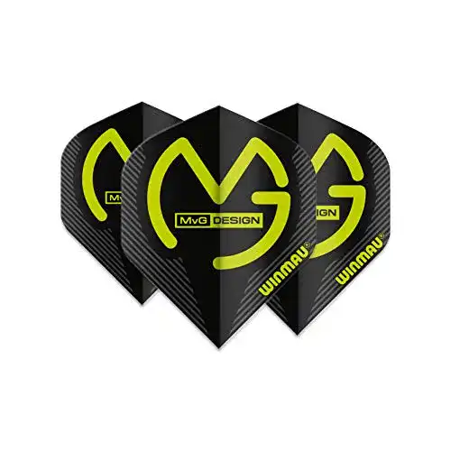 Winmau MvG Michael Van Gerwen Mega Standard Dart Flights Schwarz