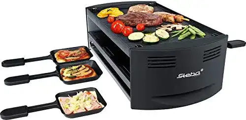 Steba Pizza-Raclette RC 6 Bake & Grill mit Heizspiralen und Pfännchen