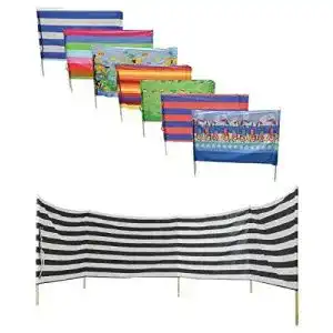 Idena Baumwoll Windschutz 7576566 für den Strand mit Holzstäben 5 m x 0,80 m