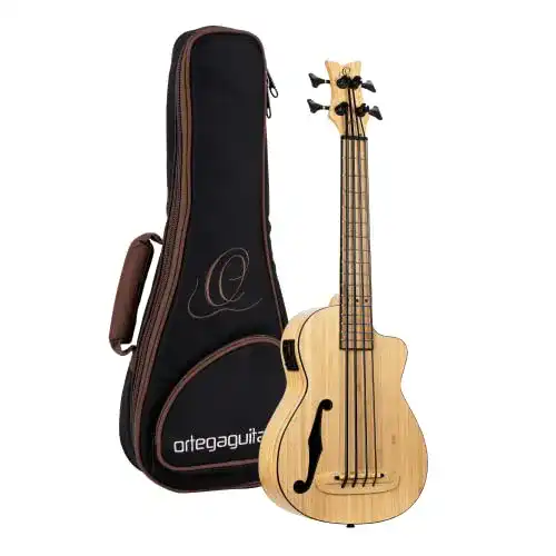Bass-Ukulele von Ortega Guitars Elektro-Akustisch aus Bambus