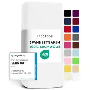 Spannbettlaken 90×200 cm aus Jersey von Jacobson