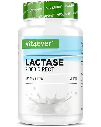 Laktase-Tabletten Vit4ever 7000 FCC, 180 Stück zur Laktoseverdauung