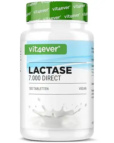 Laktase-Tabletten Vit4ever 7000 FCC, 180 Stück zur Laktoseverdauung