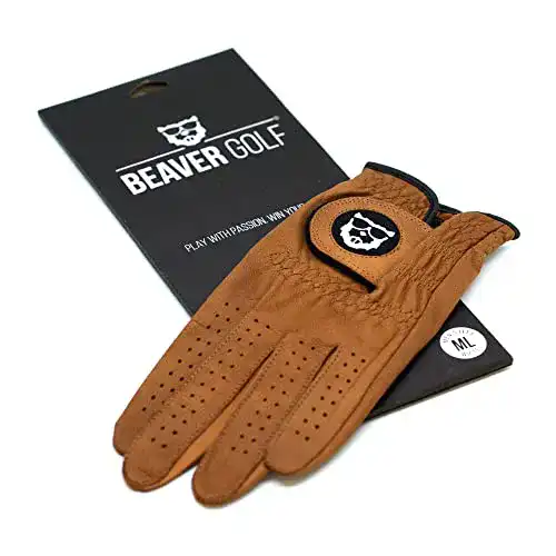Golfhandschuh Beaver Golf für Herren aus braunem Cabretta-Leder