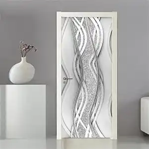 Türtapete ZZDXL Selbstklebend 3D 77×200 in Weißsilber