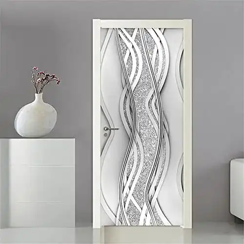 Türtapete ZZDXL Selbstklebend 3D 77×200 in Weißsilber