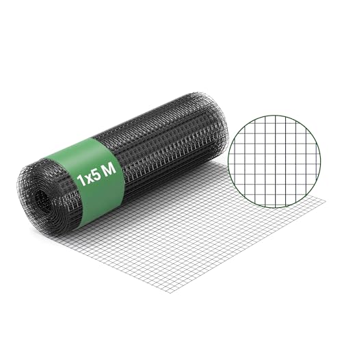Drahtgitter Wiltec Maschendrahtzaun Schwarz 100 cm x 5 m, 0,9 mm