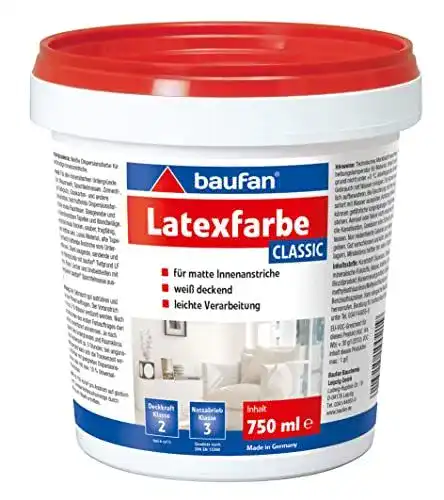 Baufan Latexfarbe Weiß Classic 750 ml für Innenräume