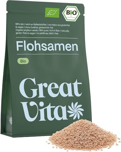 Bio Flohsamen GreatVita 1000g – 99% rein, ganze Saat