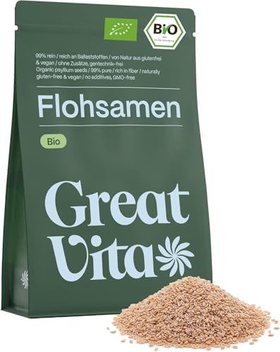 Bio Flohsamen GreatVita 1000g – 99% rein, ganze Saat