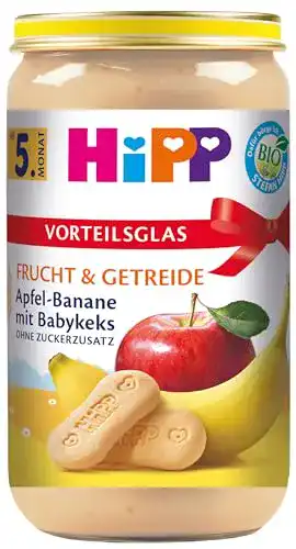 HiPP Apfel-Banane Babynahrung mit Babykeks, 6 x 250 g