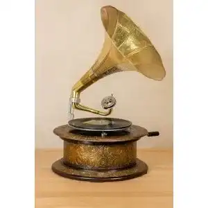 Grammophon Palazzo Int Trichter Villa Gatsby Nostalgisches Design aus Holz und Messing
