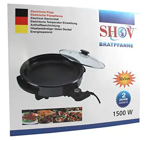 Shov Elektrische Partypfanne Ø 32 cm mit Glasdeckel und Temperatureinstellung