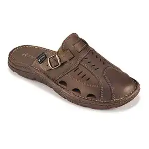 Herren Pantoletten aus Leder mit rutschfester Gummisohle