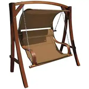 Hollywoodschaukel aus Holz für den Garten, Modell Aleos Meru