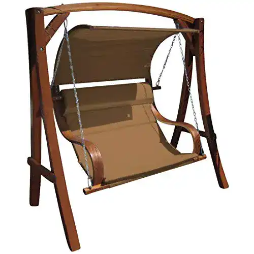Hollywoodschaukel aus Holz für den Garten, Modell Aleos Meru