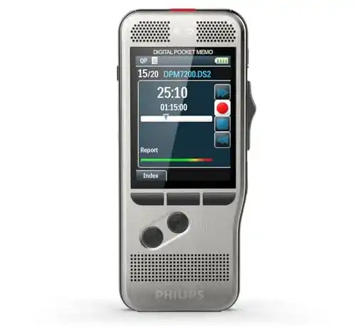 Philips Pocket Memo Diktiergerät DPM7000 mit Schiebeschalter und Stereo-Mikrofonen