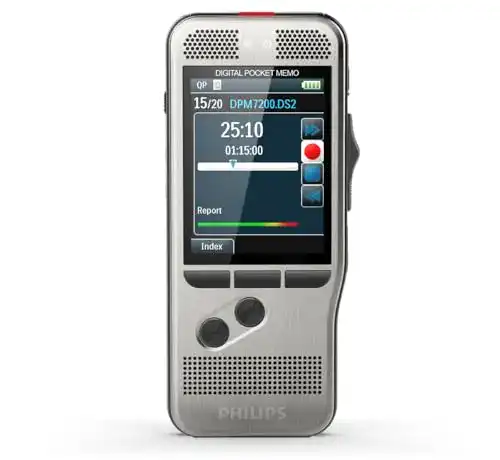 Philips Pocket Memo Diktiergerät DPM7000 mit Schiebeschalter und Stereo-Mikrofonen