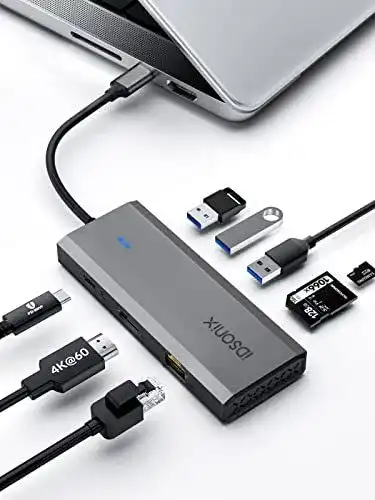 IDSONIX 8-in-1 USB-C Hub mit HDMI, Ethernet und USB 3.0 Anschlüssen