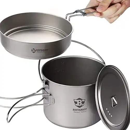 Bestargot Camping Kochgeschirr Set aus Titan für Outdoor-Aktivitäten