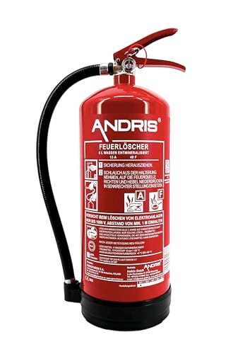 Feuerlöscher Andris Wassernebel 6L AF mit Manometer und Wandhalterung