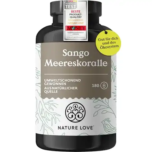 Sango Meereskoralle Nature Love – 180 Kapseln mit Calcium und Magnesium