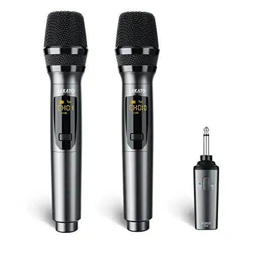 Funkmikrofon LEKATO 2,4 GHz wiederaufladbar mit Dual Metall