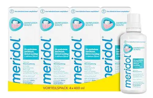 Mundspülung Meridol 4 x 400 ml im Vorratspack für Zahnfleischschutz