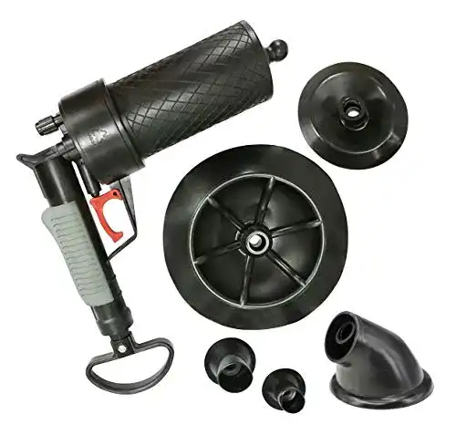Pressluft-Rohrreiniger Saekulum mit 5 Aufsätzen und 4 Bar Druck