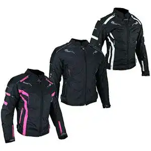 Motorradjacke für Damen von Heyberry in Schwarz Weiß, Größe M/38
