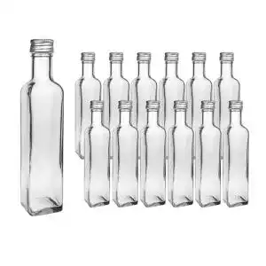 Vitrea 12er Set Likörflaschen 250ml aus Glas mit Schraubdeckel