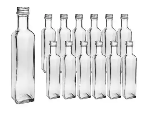 Vitrea 12er Set Likörflaschen 250ml aus Glas mit Schraubdeckel