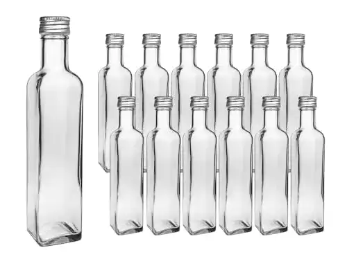 Vitrea 12er Set Likörflaschen 250ml aus Glas mit Schraubdeckel