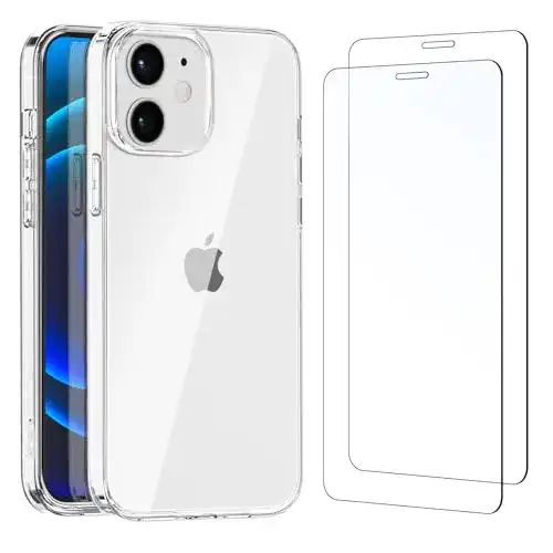 NEW’C Hülle für iPhone 12 und 12 Pro mit 2 Schutzgläsern