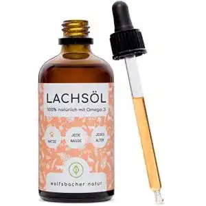 Lachsöl für Katzen mit Omega 3 und 6 von Wolfsbacher, 100ml