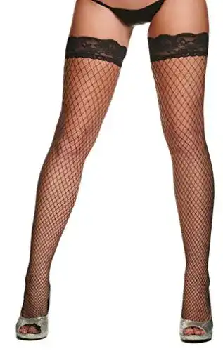 Netzstrümpfe EROSPA Netz-Stockings halterlos mit Spitzenabschluss