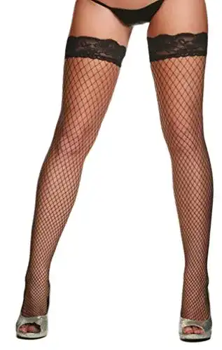 Netzstrümpfe EROSPA Netz-Stockings halterlos mit Spitzenabschluss