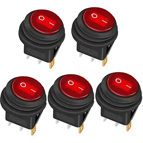 Kippschalter Taiss 5 Stück 12V wasserdicht runder Wippschalter 20A