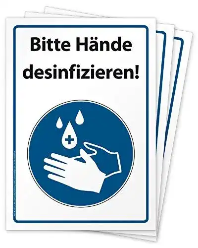 Aufkleber Hände desinfizieren – 3 selbstklebende Folien für Hygienehinweise