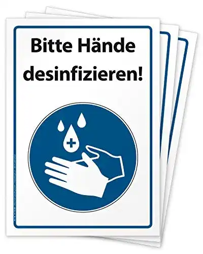 Aufkleber Hände desinfizieren – 3 selbstklebende Folien für Hygienehinweise