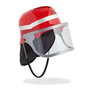 Feuerwehrhelm für Kinder mit Visier, Nackentuch und Kinnriemen
