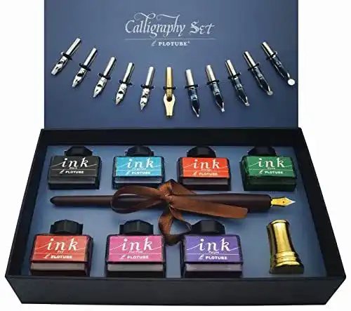 Kalligraphie Set von IDEAPOOL mit Schreibfeder und Tintenflaschen