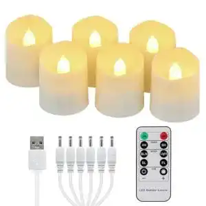 LED Teelichter mit Fernbedienung und Timer, 6er Set, Aufladbare Kerzen