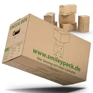 Umzugskartons Smiley Pack 10 Stück, stabil und wiederverwendbar, 620 x 300 x 330 mm
