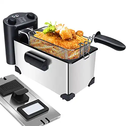 Aigostar Ken 30LET Mini-Fritteuse aus Edelstahl mit Timer und Sichtfenster